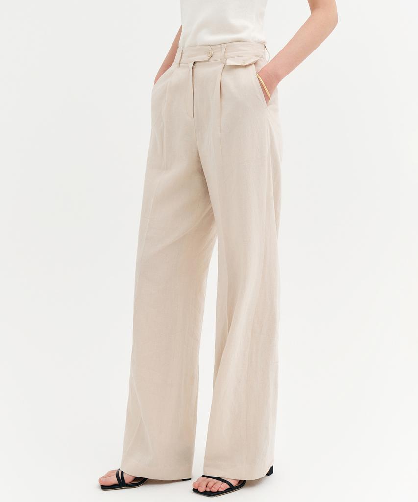 Lugkaeseuteu Helena Linen Straight Slacks_Beige