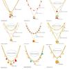 Women's Cross Border European American Stacked Retro Double Layer Chain Diamond Inlaid Dripping Oil Cherry Fruit Heart Necklace