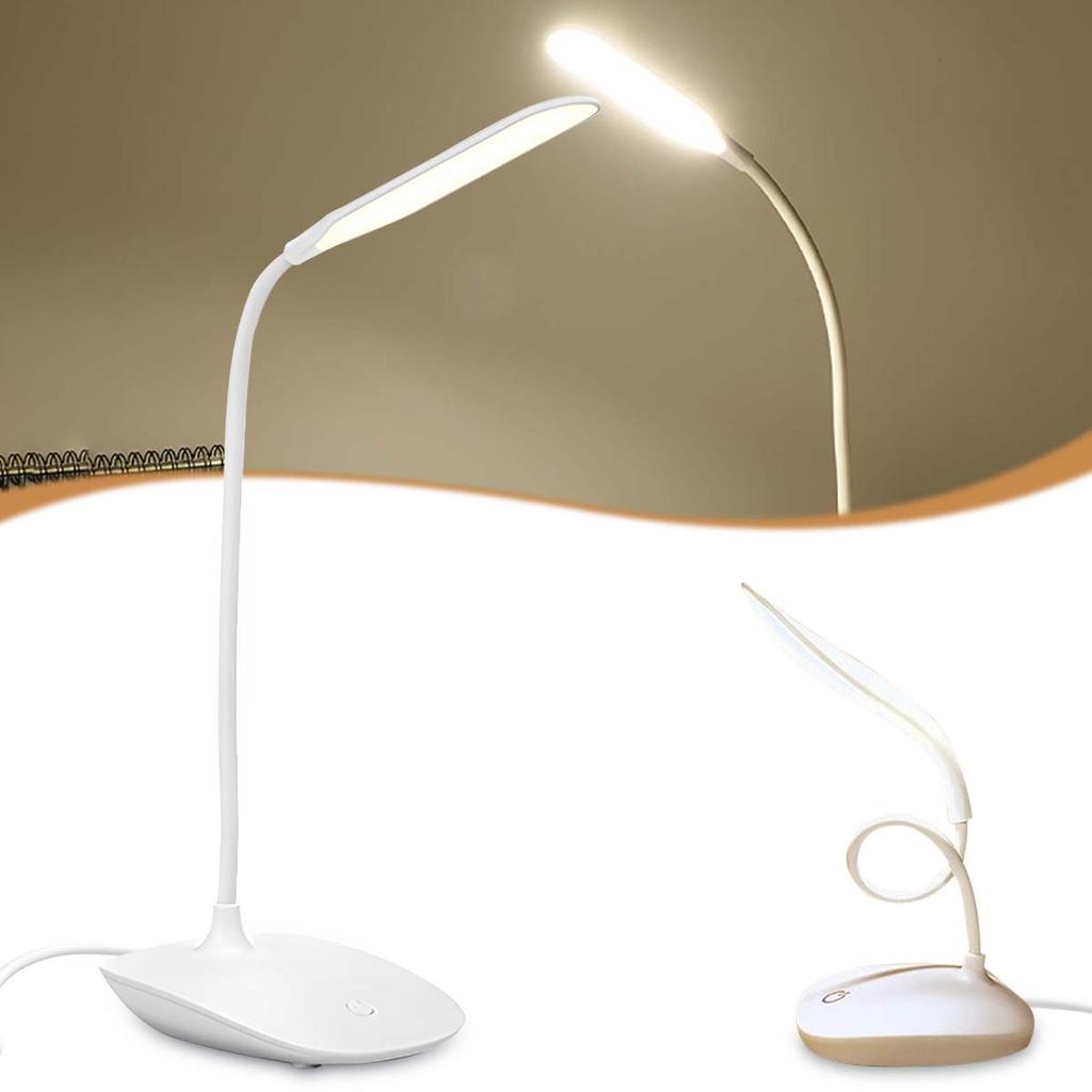 1PC Touch LED Desk Lamp Bedside Reading Lamp Dimmable Warm White Light with Flexible Gooseneck Portable Eye Protection