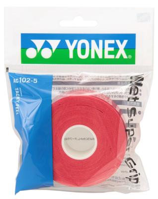 YONEX Wet Super Grip Tennis and Badminton Grip Tape Refill AC1025 Wine Red (5-Pack)