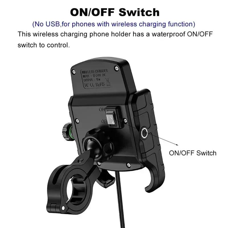 Motorcycle Holder With Wireless Charge Motorbike QC3.0 Fast Charg Cell Phone Wireless Holder Handlebar Mount Stand GPS Holder