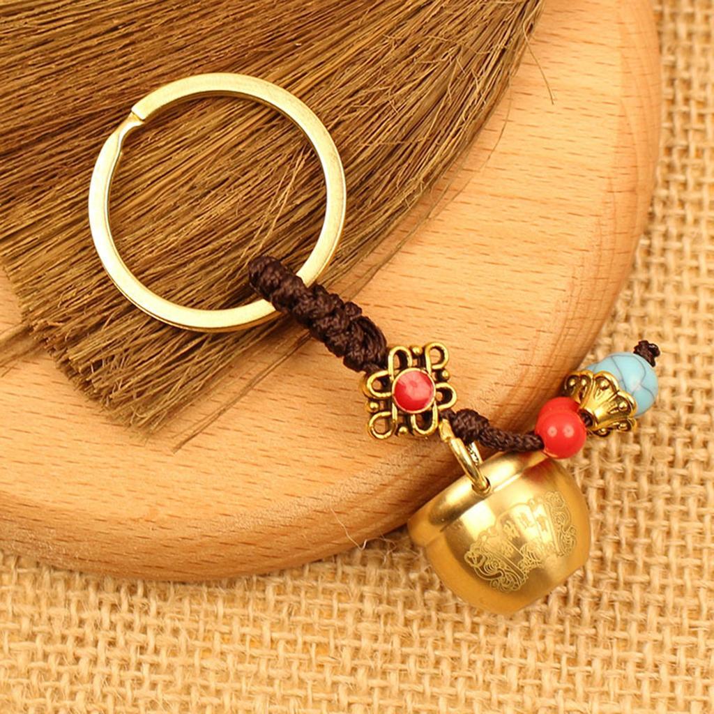 Vintage Keychain Retro Brass Backpack Decoration Keyring Brass Keychain Charm for Women Men Father Mother Kids Children