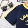Cross-border Girls Shirt Children's Wear Summer Short Slim-fit Letter Short-sleeved Y2KT Shirt Casual Wide-leg Pants Two-piece Suit