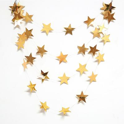 4M Mirror Star Paper String With 10CM Garland Banner Shining For Christmas Birthday Wedding Party Home Shopwindow Hanging Ornament Decoration Supplies