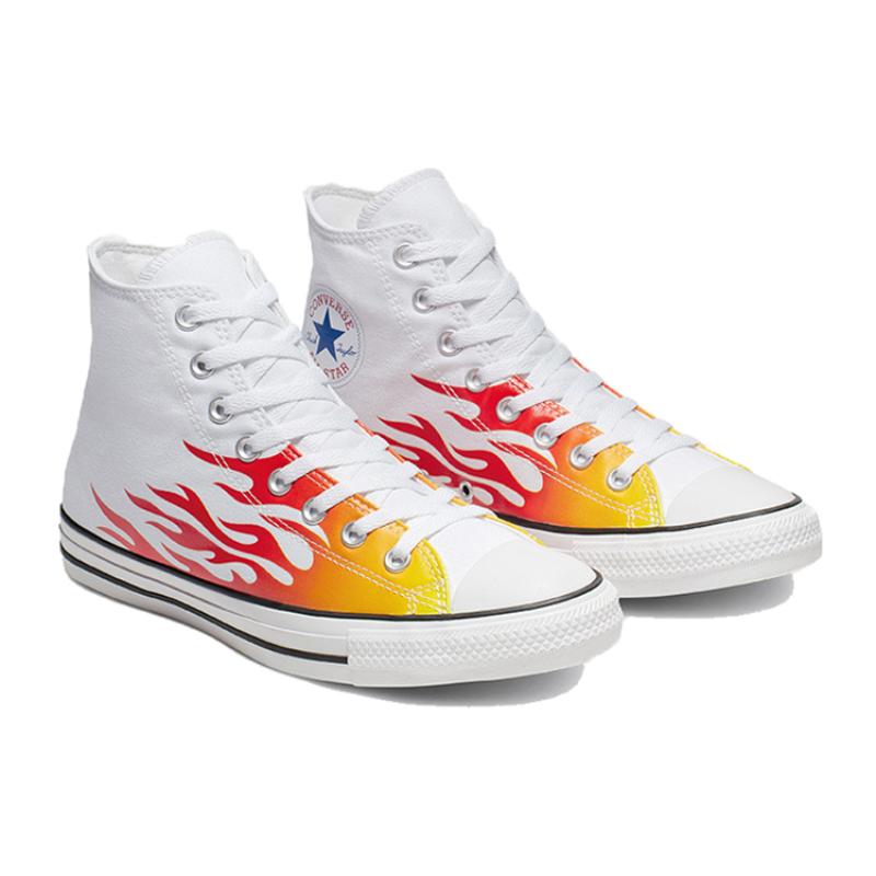 Converse Chuck Taylor All Star Archive Print Flame Abrasion Resistant Lightweight High Top Canvas Shoes Unisex White