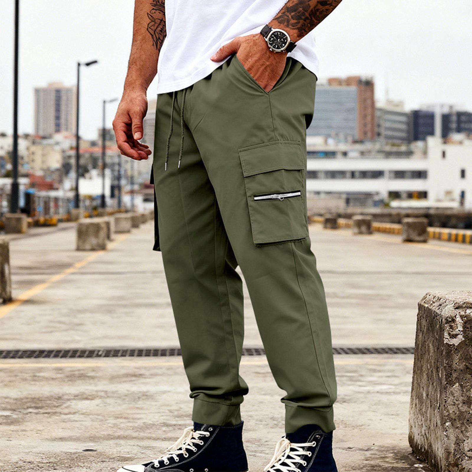 Мужские Ретро Открытый Воздух Отдых Спорт Свободные Тактические Рабочие Много Карманов Брюки M