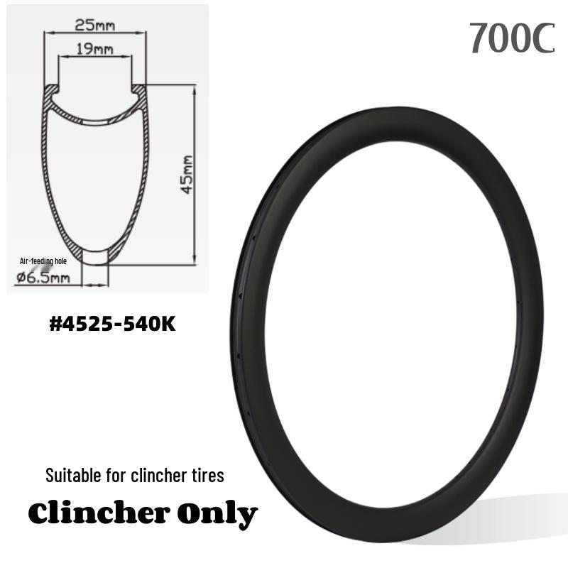 700C Ultra-Light Carbon Fiber Road Bike Wheelset with High Profile and Disc Brake Compatibility