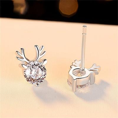Hirschform 0,5 /1 Karat Moissanit Diamant 100 % 925 Sterlingsilber Niedliche Mode Ohrstecker Damen Feinschmuck