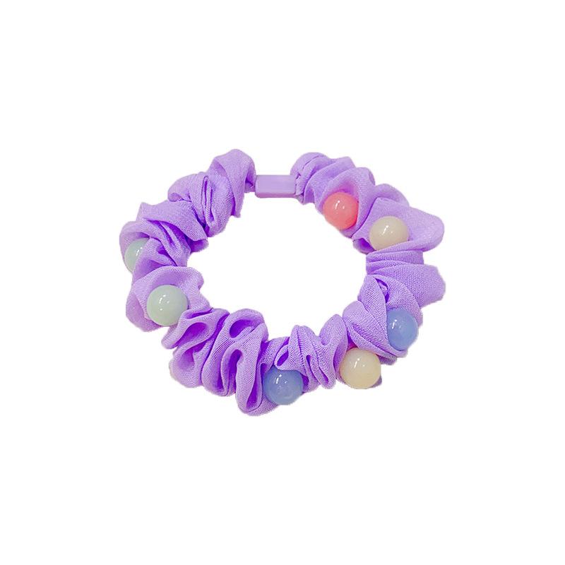 Sweet Candy Color Beads Hair Ropes Fashion Cloth Hair Rings Scrunchies Headwear For Girls Hair Accessories Children Rubber Bands