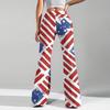 Women's Fashion Loose Drawstring Tight Waist Independence Day Printed Casual Sports Pants Casual Flared Pants
