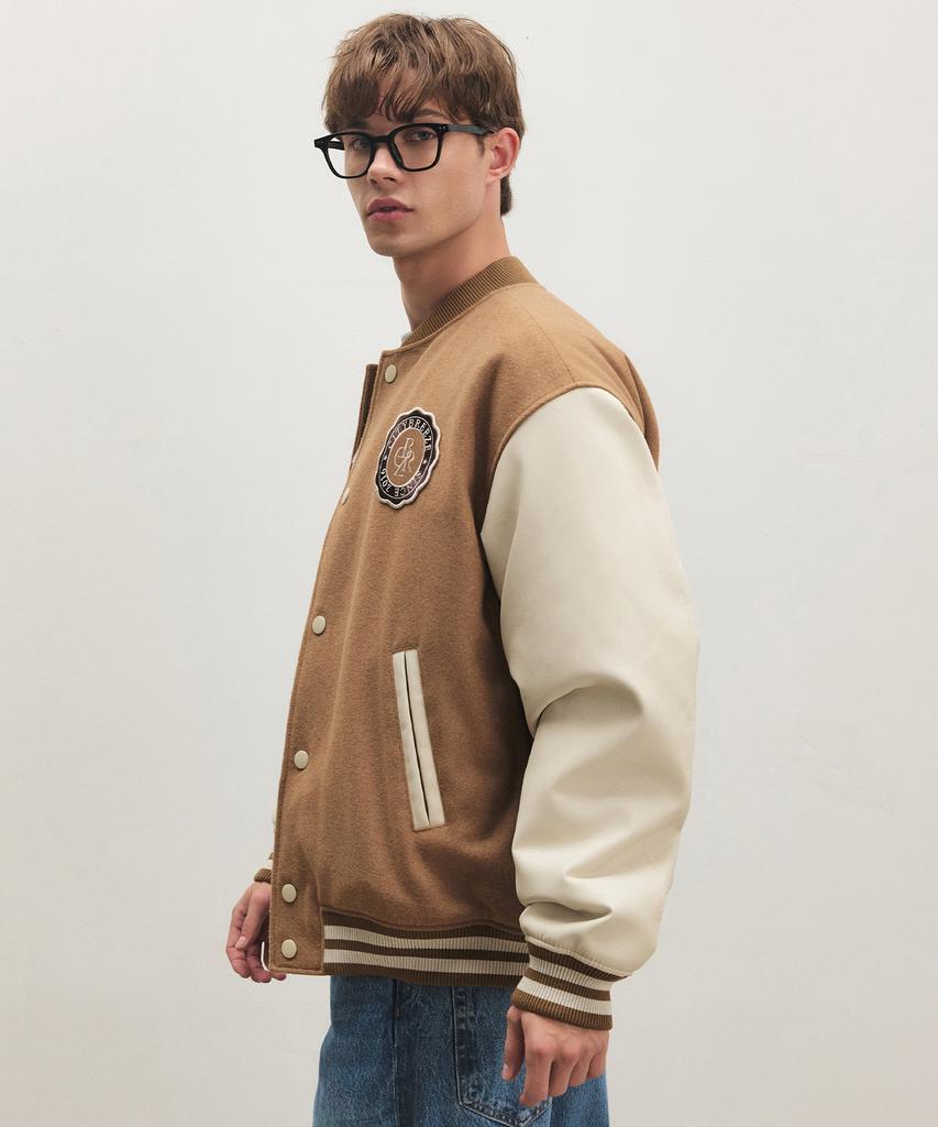 Citybreeze Wool Preppy Varsity Jacket_Beige