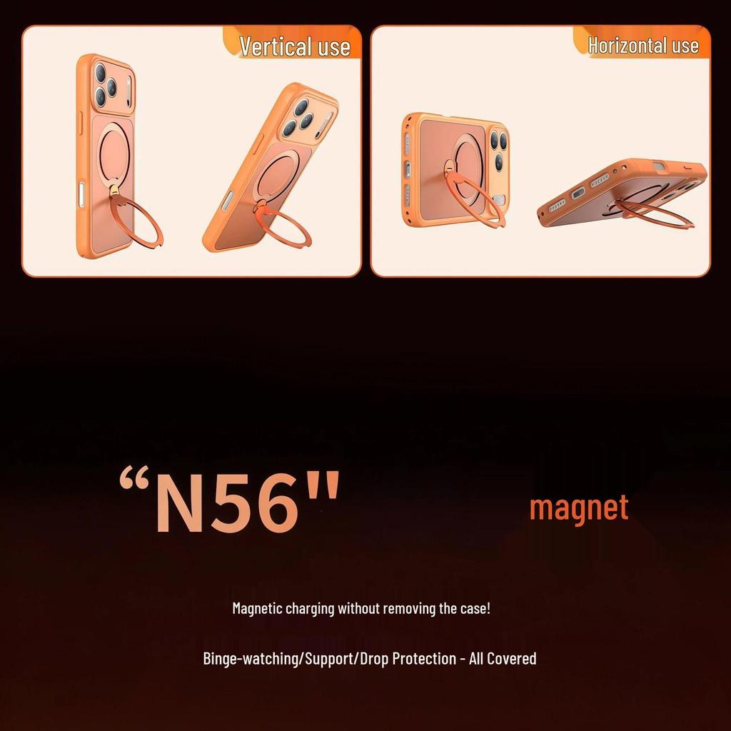 Apple Magnetic Rotating Racing Phone Case 17 Pro Max Anti-fall with Bracket Assembly