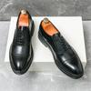 Luxury Gentleman's Business Leather Shoes Formal Dress Shoes Office Oxford Brand Brogue Shoes Lace-up Triple Joint Point-toe Hot