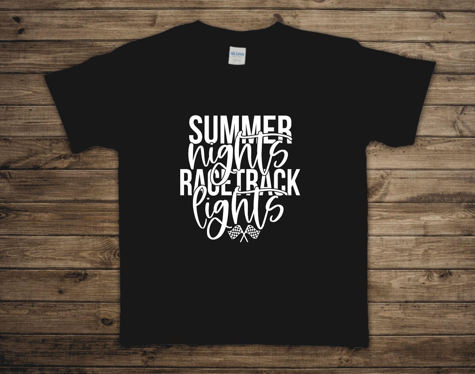 Summer Nights Race Track Lights Shirt Youth/Toddler Start Your Engines Graphic Tee, Short Sleeve, Motocross, Nascar, Supercross 4XL