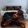 Flaming Skull and Cityscape. Bedding Sets Duvet Cover Sets Duvet Covers Pillowcases(1 * Duvet Cover 2 * Pillowcases Without Duvet Insert)