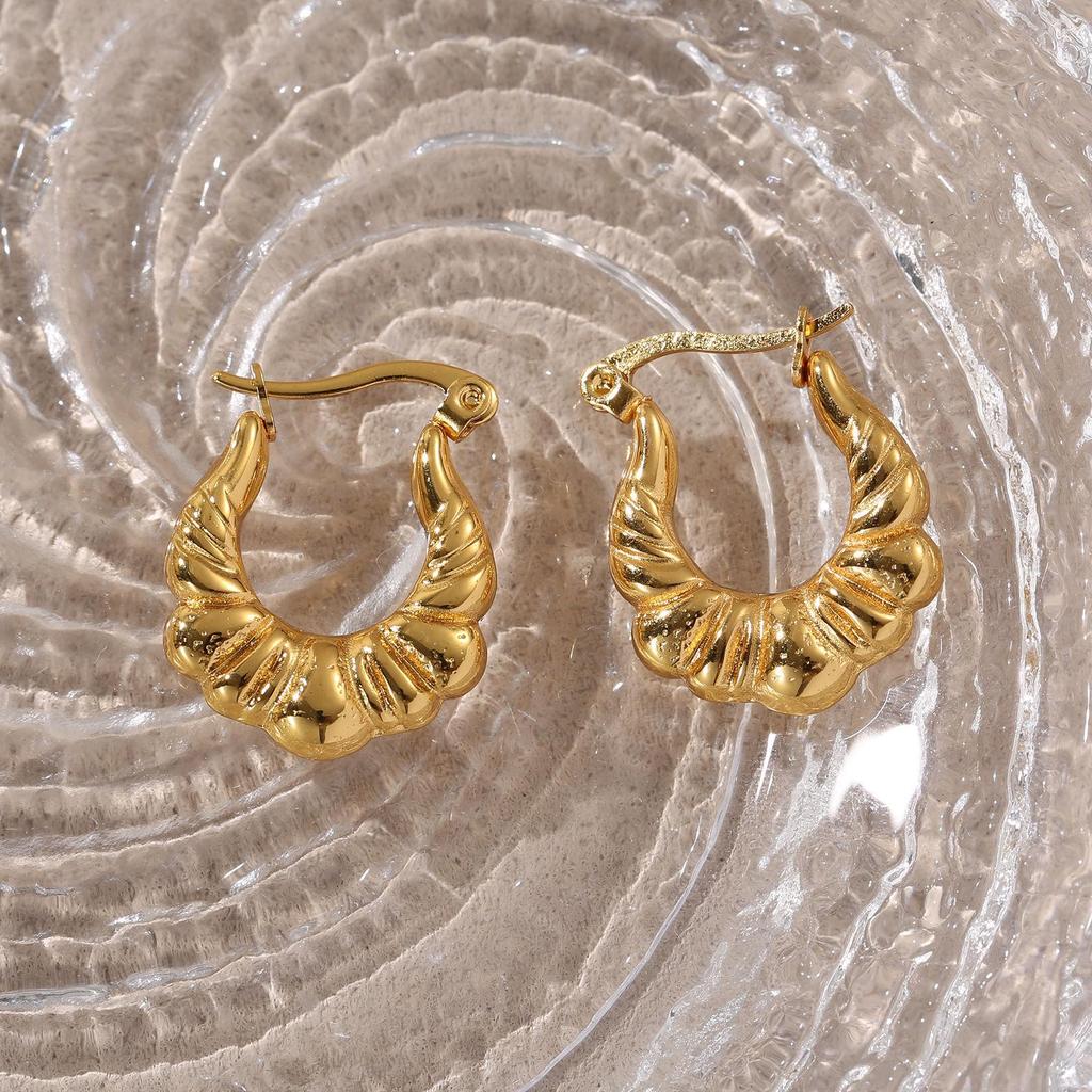 LNCHRAN 304 Stainless Steel Textured U-Shape Ear Cuff Retro Women's Earring