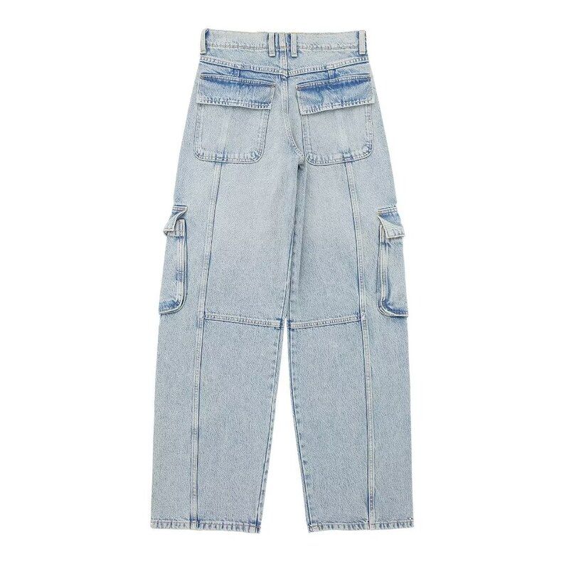 Fashion Style 2024 Spring/Summer New Arrival Women's Clothing Slim Looking Easiest for Match Overalls Mid Waist Denim Pants 4730030