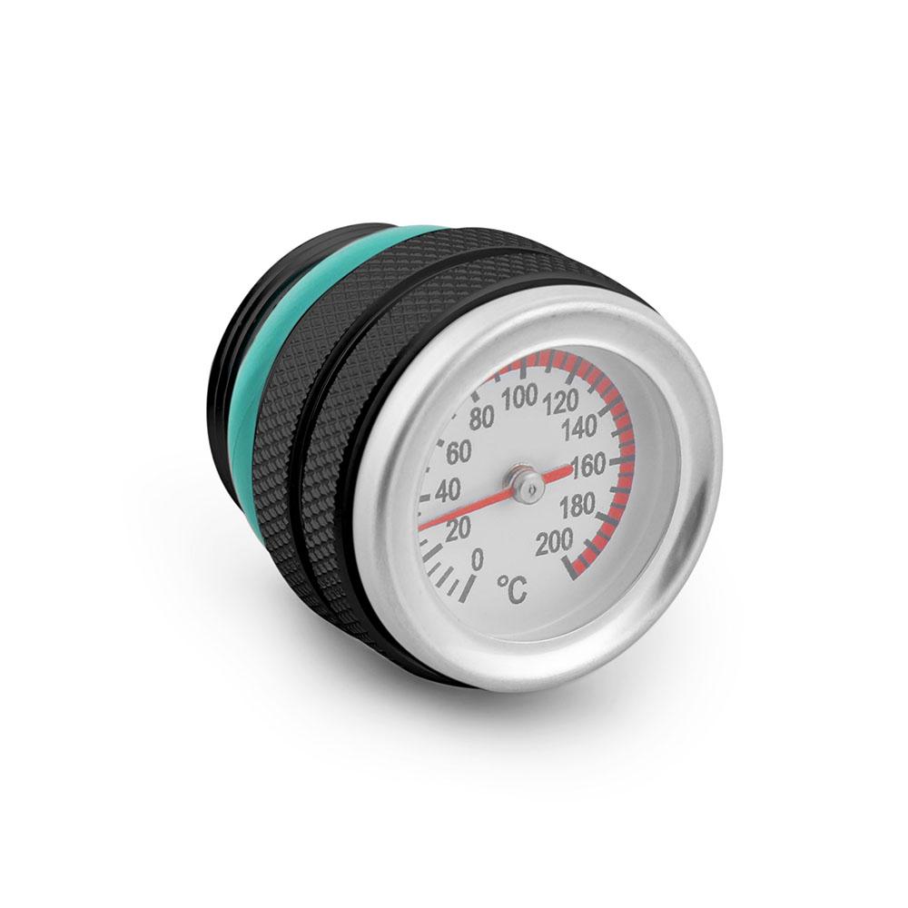 M30×1.5 Fuel Tank Cap Oil Temp Gauge 0-200°C Pointer Dial Meter for Motorcycle Black Silver BX103093
