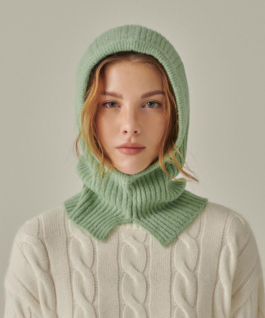 MUSINSA STANDARD WOMAN Women'S Soft Boucle Knit Balaclava [Apple Green]
