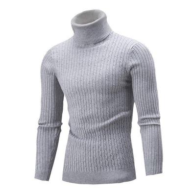 Men's European & American Slim Fit Turtleneck Pullover Sweater - Autumn/Winter Casual Twisted Design