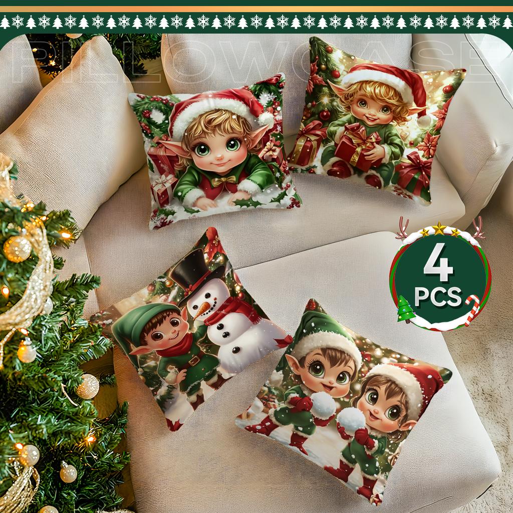 Christmas Elf Pillowcase Bedroom Sofa Cushion Cover 100% Polyester Living Room Cushion Pillowcase Home Decor