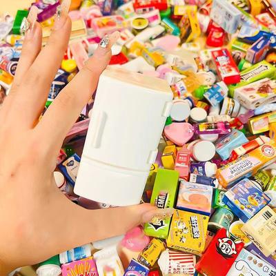1/12 Mini Puppenhaus Weiß Kühlschrank mit Lebensmittel Set Küche Spielzeug Miniatur Möbel Kühlschrank Dekorationen Für Kinder Geschenk