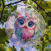 Metal Owl Wind Chime Outdoor Hanging Decor 2D Kinetic Floral Design for Garden Patio Christmas Thanksgiving Gift No Electricity Needed