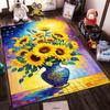 Bunter Sonnenblumen-Vasenmuster-Teppich, Helles florales Kunstdesign-Teppich Geeignet für die Verwendung als Antirutsch-Matte für Wohnzimmer, Schlafzimmer, Sofas