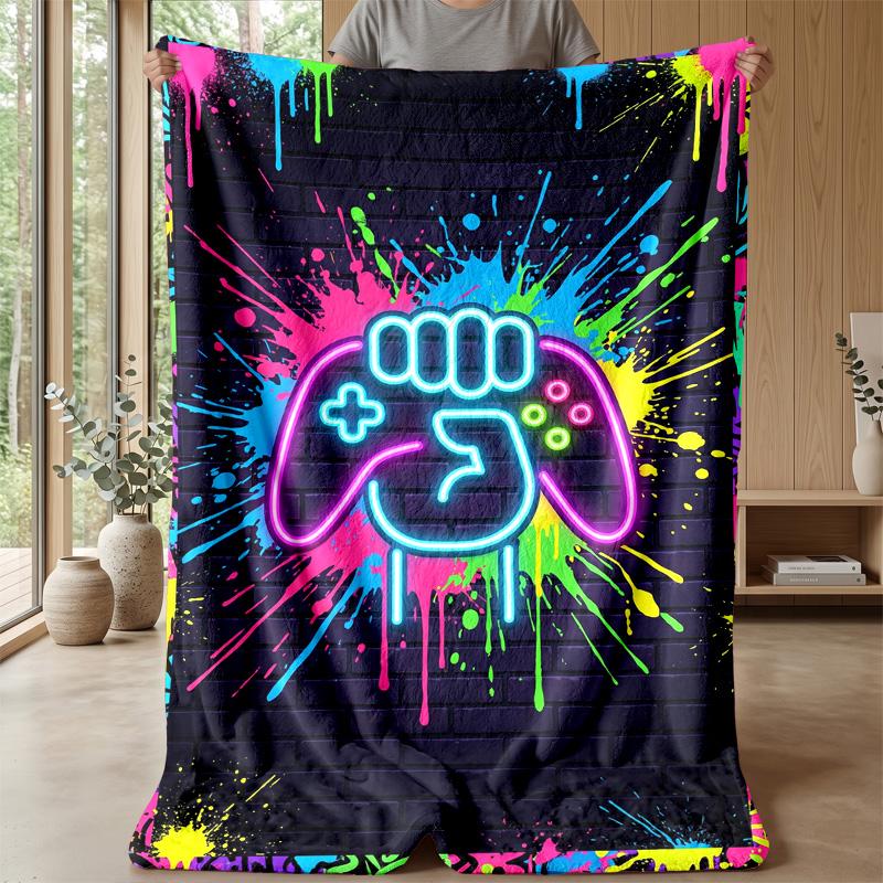 Vibrant Neon Fist Art Theme blanket Lightweight Warm Flannel Blanket Decorative Throw Blanket for Home Decoration