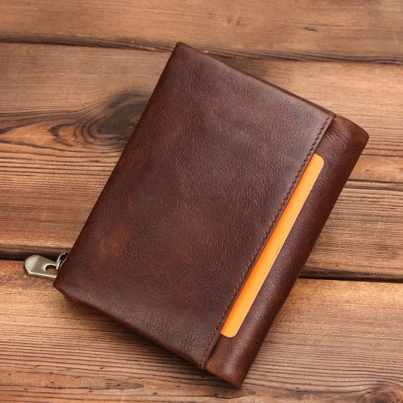 Black Angel RFID Anti-Theft Men's Wallet - Genuine Cowhide, European & American Trend, Zipper Coin Purse.