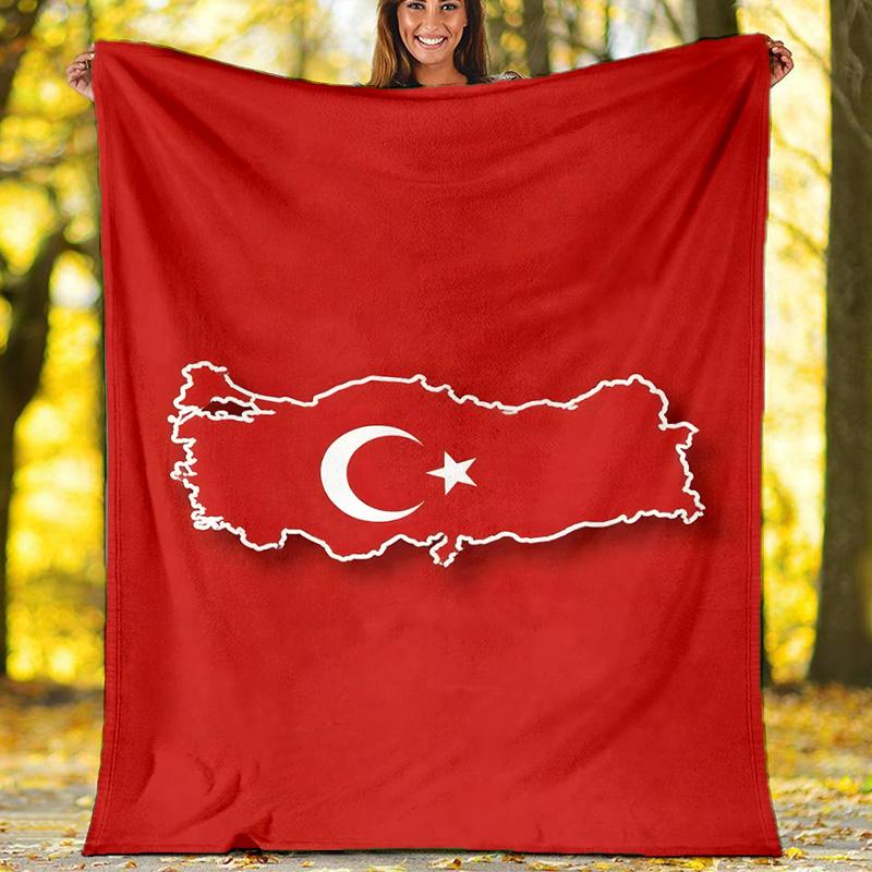 1pc TURKIYE Theme Blanket - Digital Print, Polyester, Cozy for All Seasons, Perfect for Outdoor, and Travel