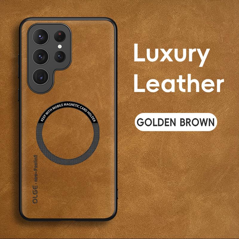 Retro Leather Soft Case for Samsung Galaxy S25 Edge S24 S23 S22 S21 S20 Ultra Plus FE Magnetic Wireless Charging Back Cover