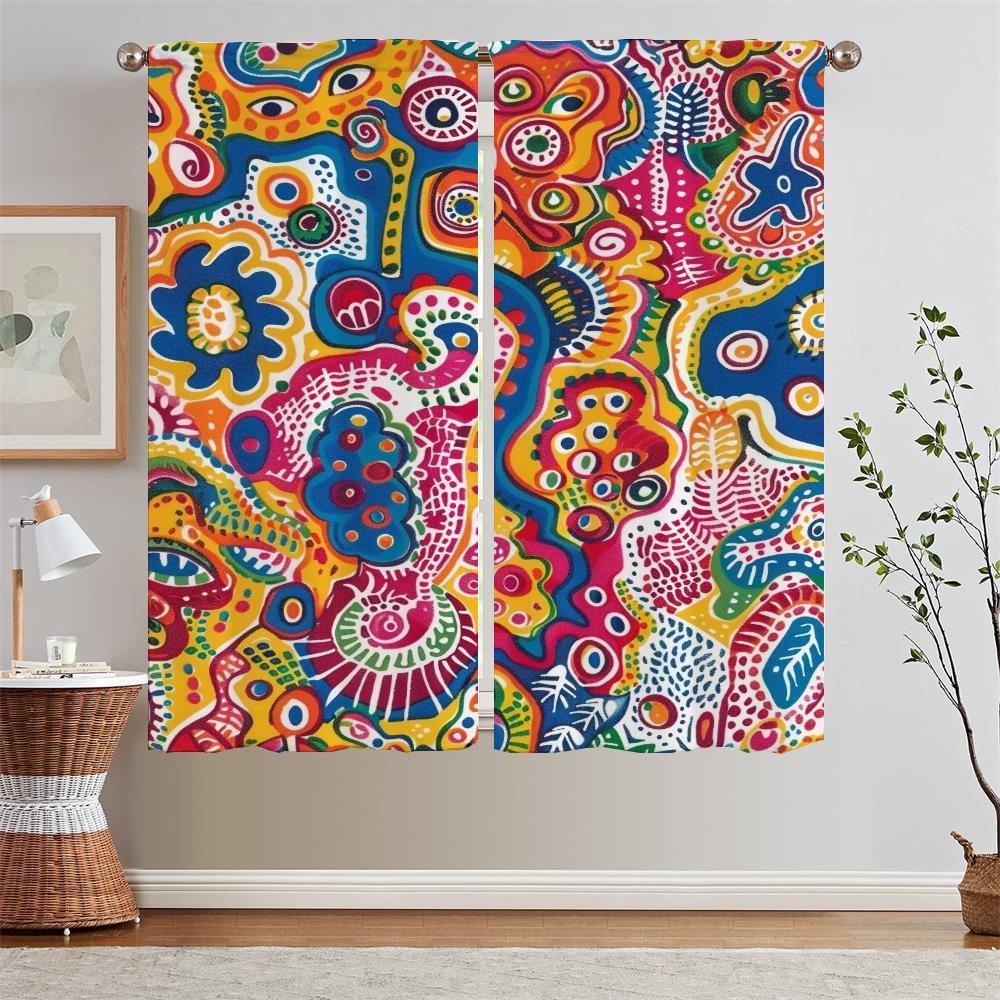 

Беспорядочная мозаика цветов, затемняющие шторы, комплект из 2 шт., затемняющие шторы для спальни, оконные шкафы для украшения гостиной W50xH70cmx2pcs-CL