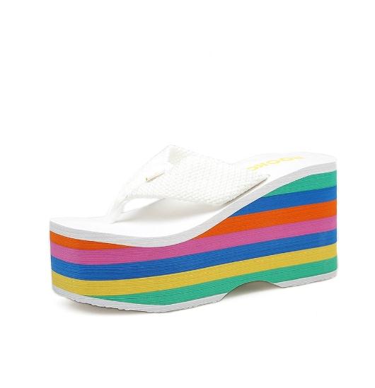 

Fashion Pantoufles à talons hauts pour femmes, tongs à semelle compensée, 10cm, noires, été, 2025 39