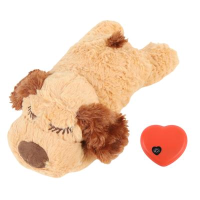 Kalp Atışlı Yavru Köpek Oyuncakları Etkileşimli Peluş Hayvan Kalp Atışlı Peluş Oyuncak Evcil Hayvan Davranışsal Uyku Sakinleştirici Yardım Kahverengi