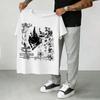 Men's Streetwear Casual Short-Sleeve T-Shirt: Relaxed Fit, Y2K Street Style, Unisex Top with Dark Anime Character Print