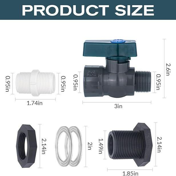 PVC Water Barrel Spigot Kit with Universal Connector and Wall Mount for Easy Garden Use