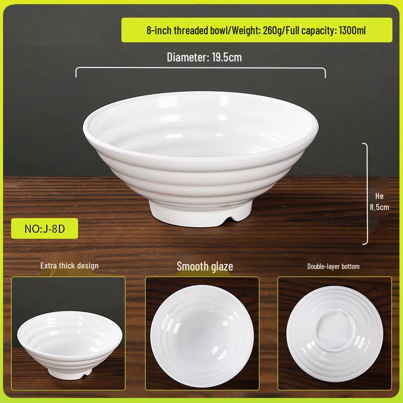 8.5-inch Commercial White Melamine Serving Bowl