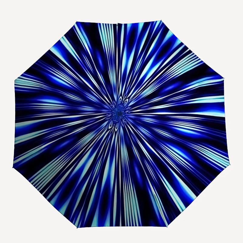 

1pc Blue Abstract Pattern Automatic Folding Umbrella - Portable Collapsible 8-Rib Umbrella for All Seasons yy251119198