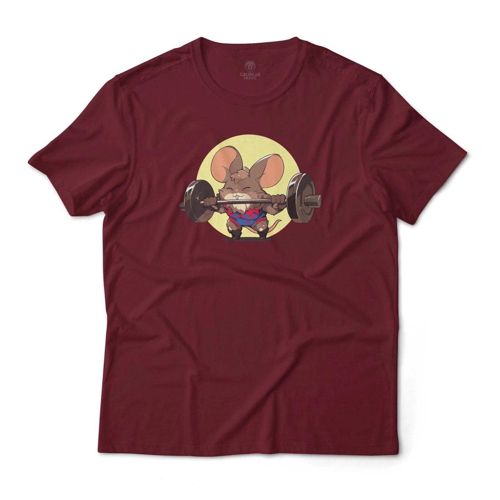 Buff Gym Mouse Powerlifting Training Gym Graphic T-T-Shirt Unisex M
