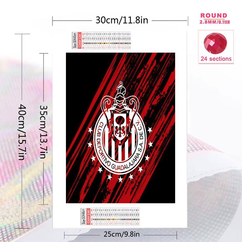 CD Guadalajara Pattern 3pcs 100% Round Full Drill 5D DIY Diamond Painting Embroidery Cross Stitch Rhinestone Décor