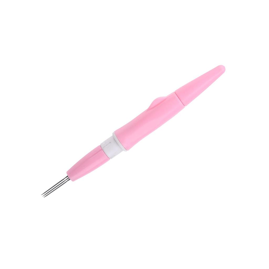 Embroidery Felting Needle Punch Pen with 3 Fine Needles Set Tool for DIY Craft (Pink)
