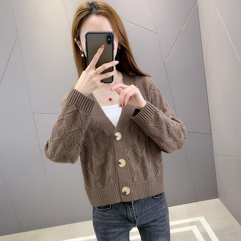 

Женская короткая куртка-свитер женская весенне-осенняя новая свободная осенняя маленькая вязаная кофта женская One size