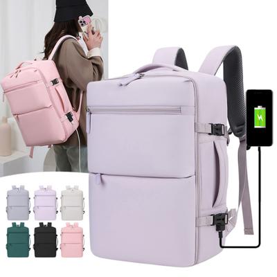 Expandable Travel Backpack Women Men Laptop Backpack with USB Charging Port Airline Approved Backpack with Anti-Theft Pocket Shoe Compartment