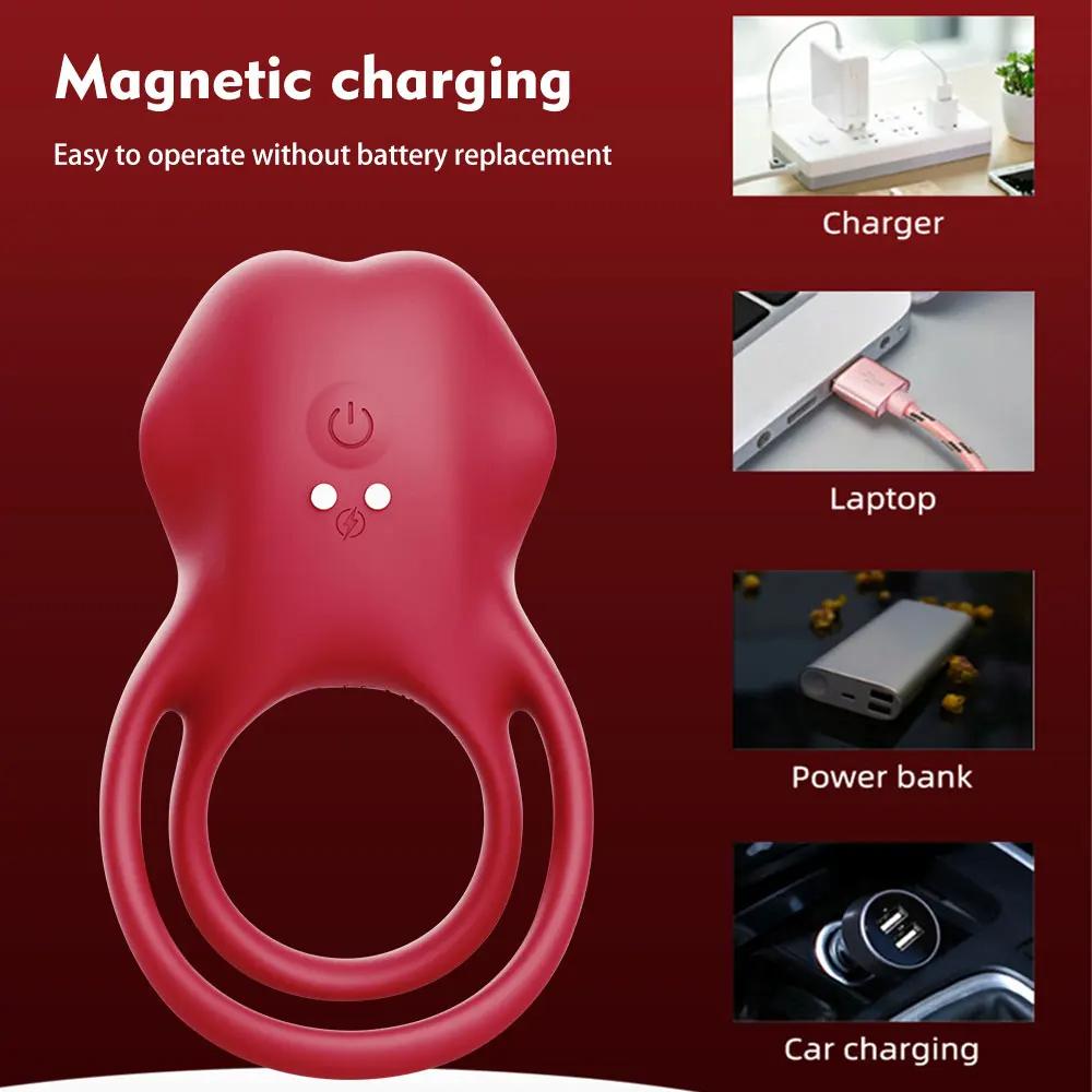 Vibrating Penis Ring for The Tongue, Clitoral Vibrator, Sex Toys, Clitoral Stimulator with Tongue for Men and Women,10 Vibrations, Couple Sex Toys