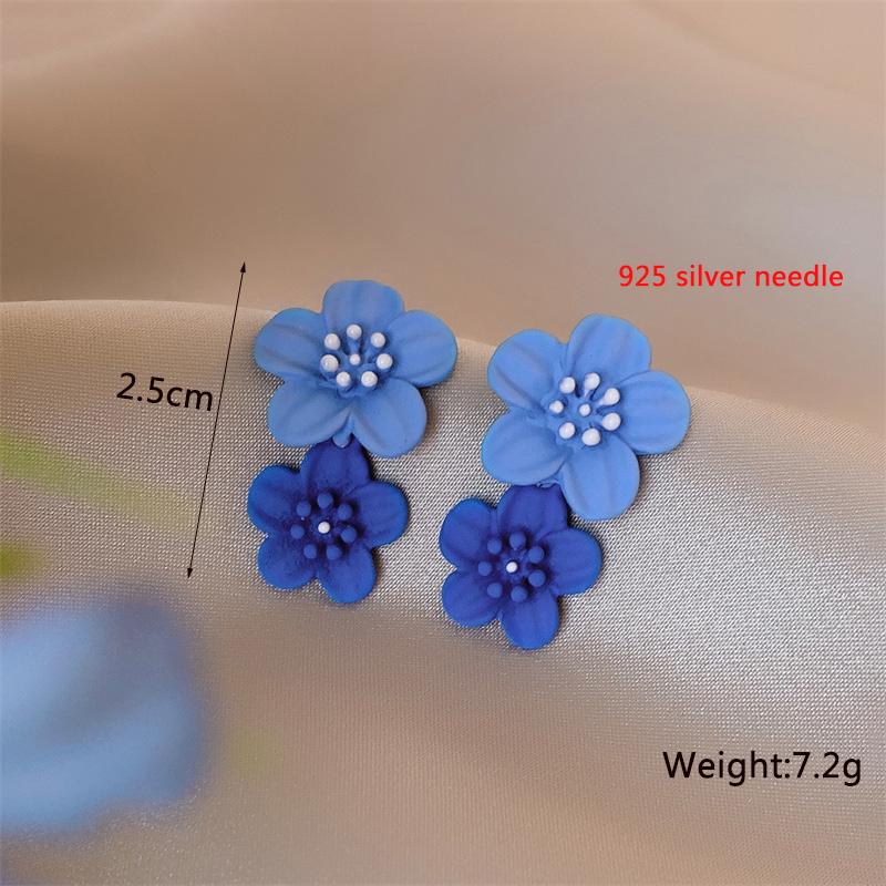 Koreanische Neue Doppel-schichten Blume Tropfen Ohrringe für Damen Übertrieben Frauen Floral Ohrringe Modeschmuck aretes de mujer