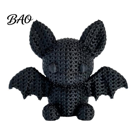 Cute Cartoon Bat Decor 3D Printed Figurine with Knitted Texture, Halloween Decoration, Home Office Space Decoration Animal Statue for Desk Shelf