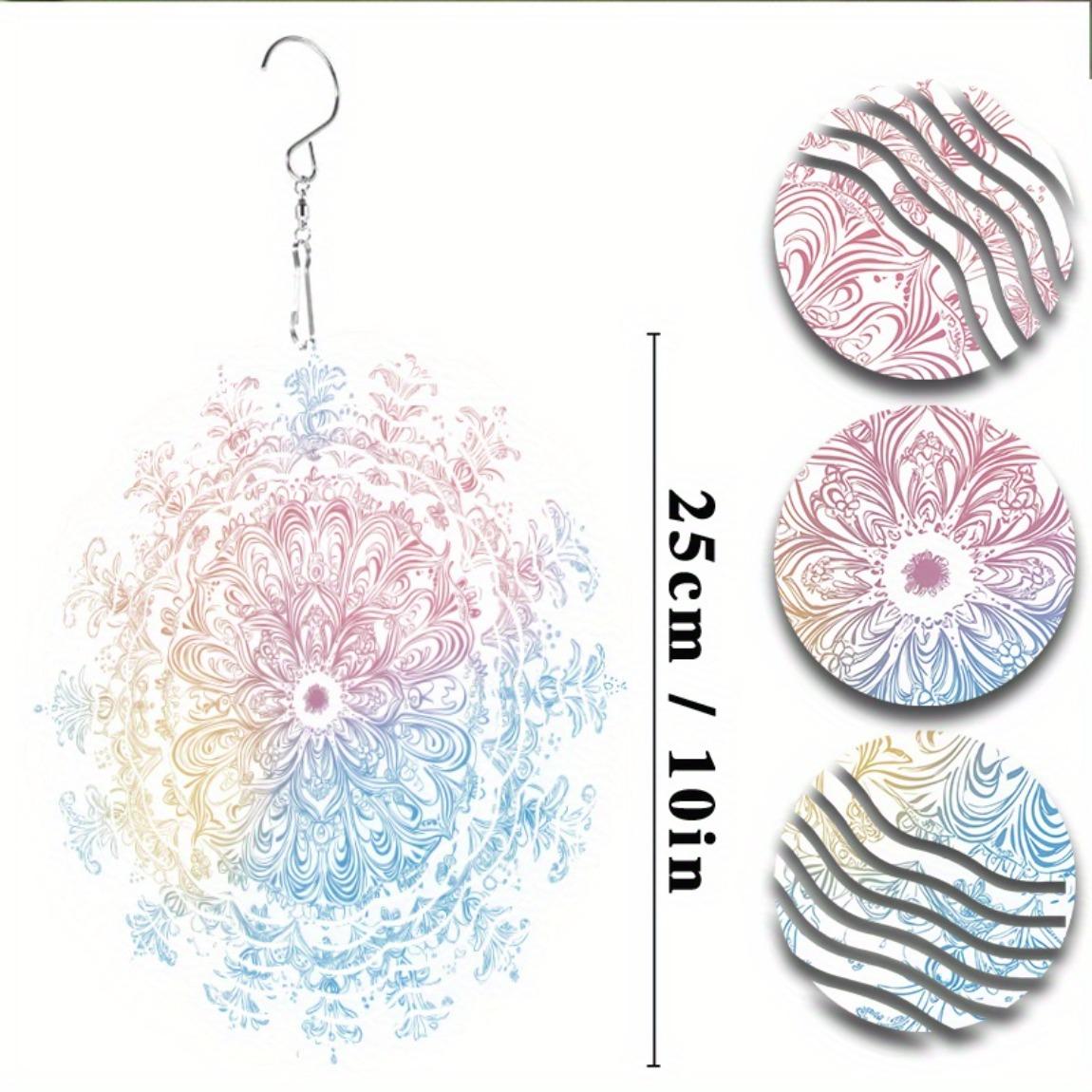 

3D Красочная Мандала Колокольчик Ветра Металлический Подвесной Декор для Сада Двора Внутри Помещения На Открытом Воздухе Все Сезоны Яркий Цветочный Дизайн Не Требуется Электричество 01A