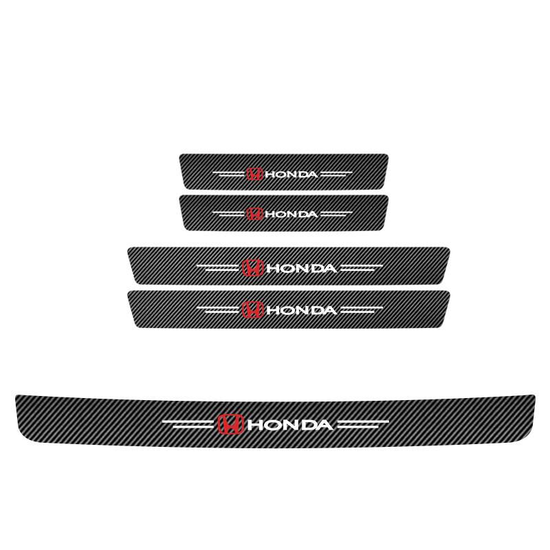 Car Door Sill Stickers Carbon Fiber Leather Anti-stepping Protector For Honda Civic FIT Accord Prelude CRV 5th City CRZ CRX Jazz