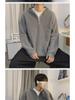 Men's Gray Cleanfit Half-Zip Hooded Sweater - Casual, Cool American Style Knitted Jacket